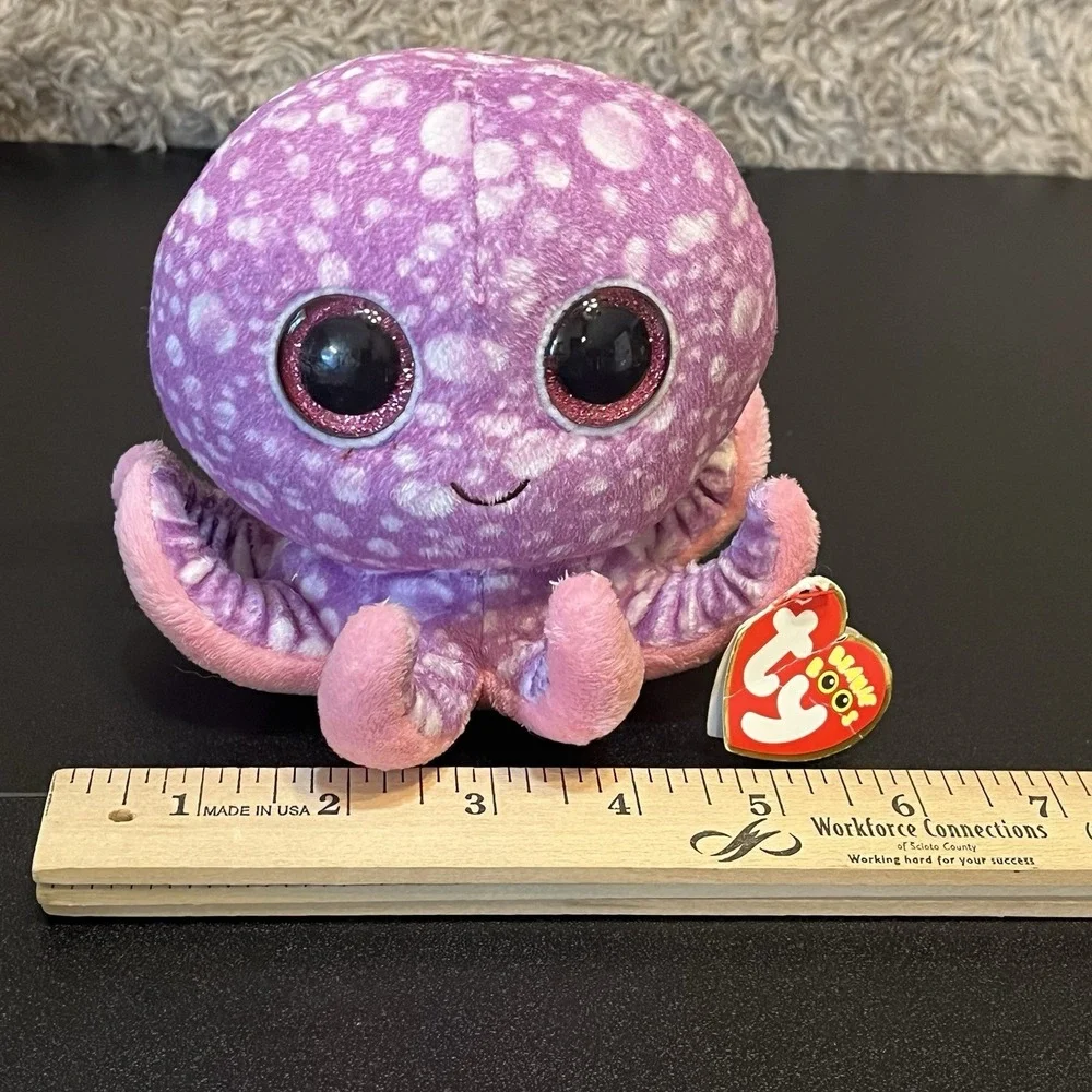 Ty Beanie Boo LEGS Purple Pink Spotted Octopus Glitter Eyes with Original Tag